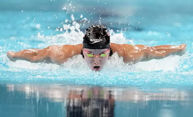 Regan Smith, of the United States, competes in the women's 200-meter butterfly final at the 2024 Summer Olympics, Thursday, Aug. 1, 2024, in Nanterre, France. (AP Photo/Matthias Schrader)