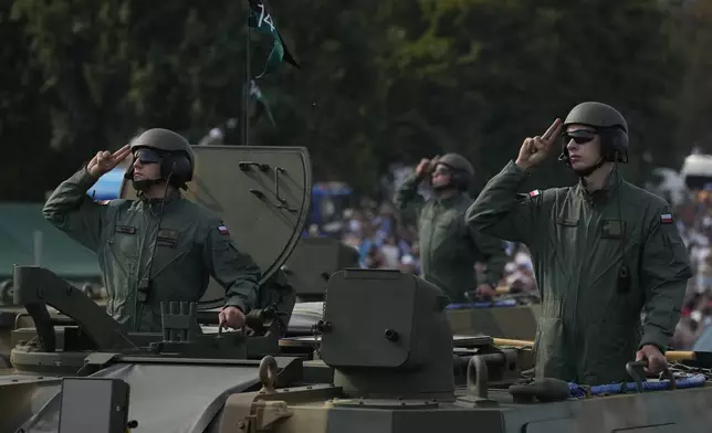 Poland displays its growing and modernising military during annual observances on Poland's armed forces holiday in Warsaw, Poland, on Thursday, Aug. 15, 2024. (AP Photo/Czarek Sokolowski)