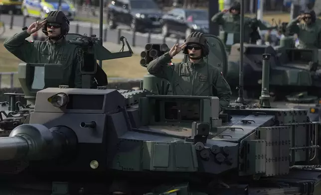 Poland displays its growing and modernising military during annual observances on Poland's armed forces holiday in Warsaw, Poland, on Thursday, Aug. 15, 2024. (AP Photo/Czarek Sokolowski)