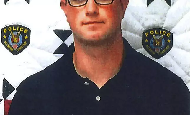 This Aug. 8, 2018, photo released by the Blendon Township, Ohio, Police Department shows officer Connor Grubb, who was indicted Tuesday, Aug. 13, 2024, on murder and other charges in the shooting of Ta’Kiya Young, a 21-year-old pregnant Black mother who was killed after being accused of shoplifting. (Blendon Township Police Department via AP)