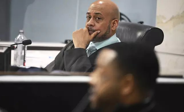 FILE - Judge Kenneth King listens to testimony during a case on Jan. 23, 2024, in Detroit. Attorneys for a teenager who was ordered into jail clothes and handcuffs during a field trip to a Detroit court on Aug. 13, filed a lawsuit against King, Wednesday, Aug. 21, 2024, accusing him of humiliation, false arrest and unlawful detention. (Clarence Tabb Jr./Detroit News via AP, File)