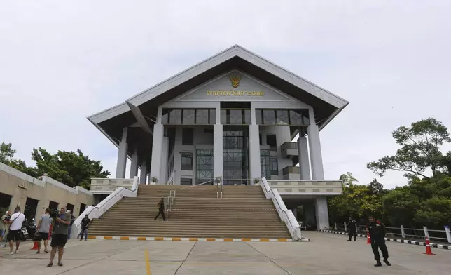 Media gate is seen outside Koh Samui provincial court in southern Thailand, Thursday, Aug. 29, 2024. (AP Photo/Thanapat Cherajin)