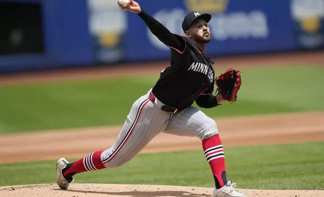 Minnesota Twins pitcher Pablo López throws during the first inning of a baseball game against the New York Mets at Citi Field, Wednesday, July 31, 2024, in New York. (AP Photo/Seth Wenig)