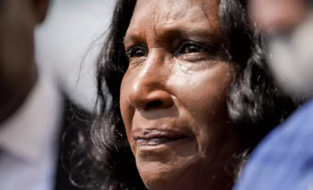 RowVaughn Wells, mother of Tyre Nichols, speaks during a news conference after a former Memphis Police Department officer pleaded guilty to civil rights violations in the 2023 fatal beating of her son, Friday, Aug. 23, 2024, in Memphis, Tenn. (AP Photo/George Walker IV)