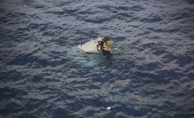 FILE - In this photo provided by Japan Coast Guard, debris believed to be from a U.S. military Osprey aircraft is seen off the coast of Yakushima Island in Kagoshima Prefecture in Japan, Nov. 29, 2023. (Japan Coast Guard via AP, File)