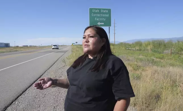 Tressa Honie, daughter of death row inmate Taberon Honie, looks on during an interview Tuesday, Aug. 6, 2024, near the Utah State Correctional Facility, in Salt Lake City. (AP Photo/Rick Bowmer)