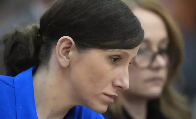 Kouri Richins, a Utah mother of three who wrote a children's book about coping with grief after her husband's death and was later accused of fatally poisoning him, looks on during a hearing Tuesday, Aug. 27, 2024, in Park City, Utah. (AP Photo/Rick Bowmer, Pool)