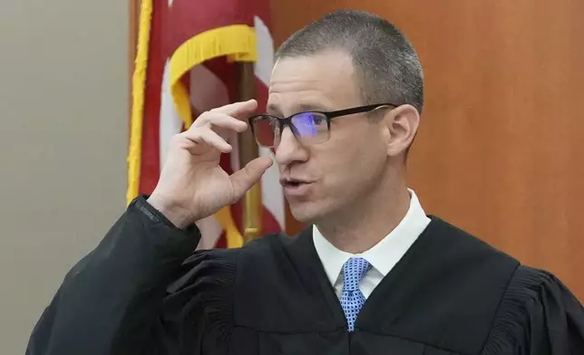 Utah state Judge Richard Mrazik looks on during a hearing for Kouri Richins, a Utah mother of three who wrote a children's book about coping with grief after her husband's death and was later accused of fatally poisoning him Tuesday, Aug. 27, 2024, in Park City, Utah. (AP Photo/Rick Bowmer, Pool)