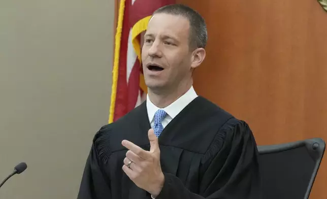 Utah state Judge Richard Mrazik looks on during a hearing for Kouri Richins, a Utah mother of three who wrote a children's book about coping with grief after her husband's death and was later accused of fatally poisoning him Tuesday, Aug. 27, 2024, in Park City, Utah. (AP Photo/Rick Bowmer, Pool)