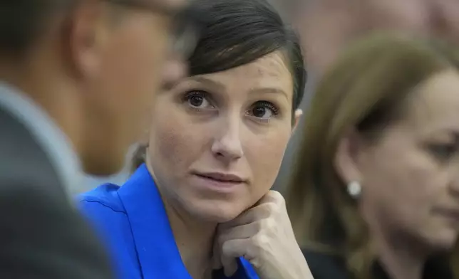 Kouri Richins, a Utah mother of three who wrote a children's book about coping with grief after her husband's death and was later accused of fatally poisoning him, looks on during a court hearing Tuesday, Aug. 27, 2024, in Park City, Utah. (AP Photo/Rick Bowmer, Pool)