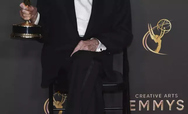 Dick Van Dyke poses with his award for outstanding variety special (Pre-Recorded) for “Dick Van Dyke 98 Years Of Magic” on night one of the Creative Arts Emmy Awards on Saturday, Sept. 7, 2024, in Los Angeles. (Photo by Richard Shotwell/Invision/AP)