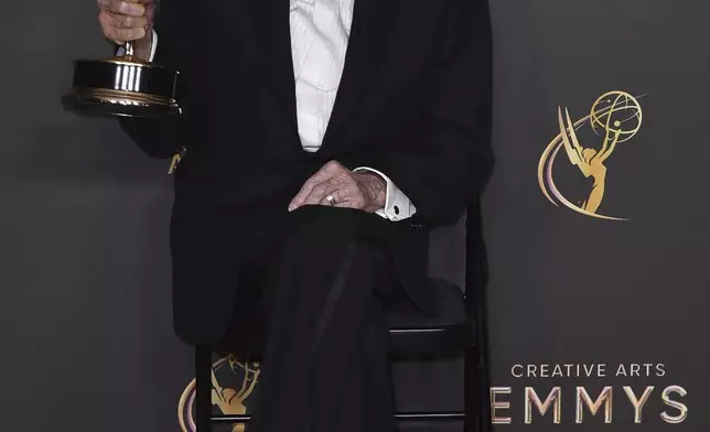 Dick Van Dyke poses with his award for outstanding variety special (Pre-Recorded) for “Dick Van Dyke 98 Years Of Magic” on night one of the Creative Arts Emmy Awards on Saturday, Sept. 7, 2024, in Los Angeles. (Photo by Richard Shotwell/Invision/AP)