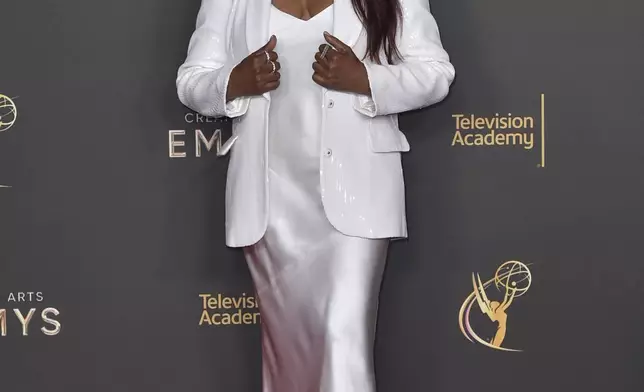 Garcelle Beauvais attends night one of the Creative Arts Emmy Awards on Saturday, Sept. 7, 2024, in Los Angeles. (Photo by Richard Shotwell/Invision/AP)