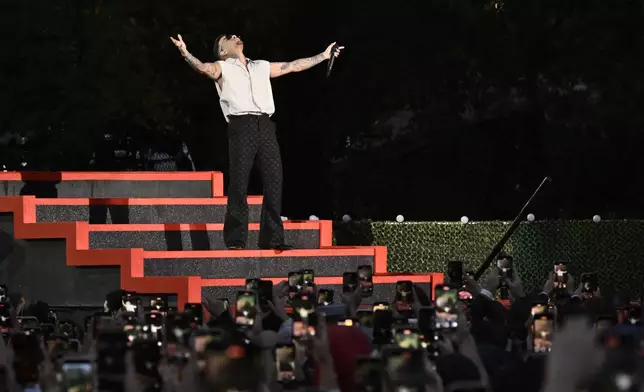 Rauw Alejandro performs during the Global Citizen Festival on Saturday, Sept. 28, 2024, at Central Park in New York. (Photo by Evan Agostini/Invision/AP)