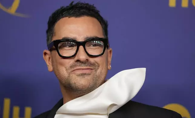 Dan Levy arrives at the 76th Primetime Emmy Awards on Sunday, Sept. 15, 2024, at the Peacock Theater in Los Angeles. (AP Photo/Jae C. Hong)