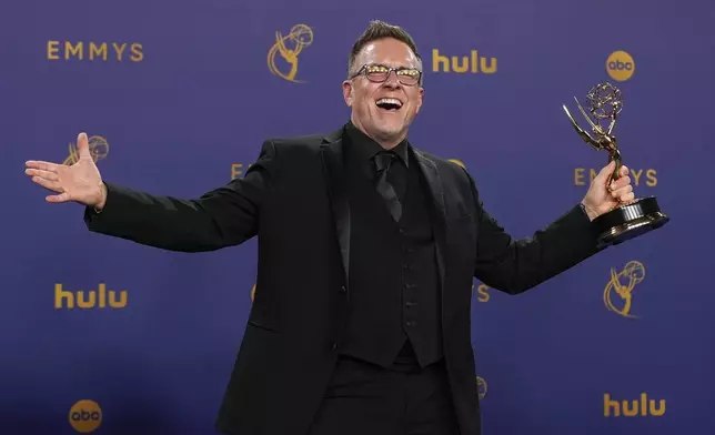 Michael Cliett, winner of the award for outstanding special visual effects in a season or a movie for "Shogun", poses in the press room during the 76th Primetime Emmy Awards on Sunday, Sept. 15, 2024, at the Peacock Theater in Los Angeles. (AP Photo/Jae C. Hong)