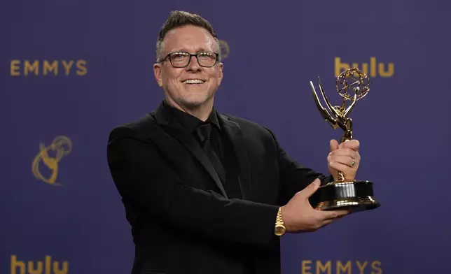 Michael Cliett, winner of the award for outstanding special visual effects in a season or a movie for "Shogun", poses in the press room during the 76th Primetime Emmy Awards on Sunday, Sept. 15, 2024, at the Peacock Theater in Los Angeles. (AP Photo/Jae C. Hong)