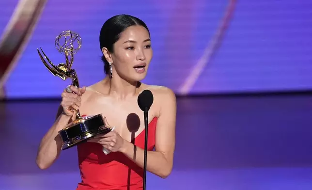 Anna Sawai accepts the award for outstanding lead actress in a drama series for "Shogun" during the 76th Primetime Emmy Awards on Sunday, Sept. 15, 2024, at the Peacock Theater in Los Angeles. (AP Photo/Chris Pizzello)