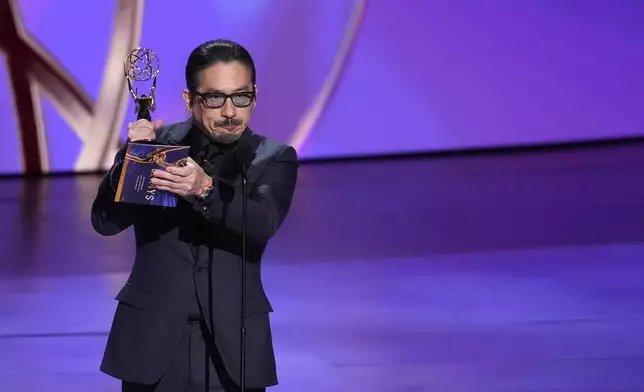 Hiroyuki Sanada accepts the award for outstanding lead actor in a drama series for "Shogun" during the 76th Primetime Emmy Awards on Sunday, Sept. 15, 2024, at the Peacock Theater in Los Angeles. (AP Photo/Chris Pizzello)