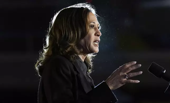 Democratic presidential nominee Vice President Kamala Harris speaks during a campaign event, Friday, Sept. 13, 2024, Wilkes-Barre, Pa. (AP Photo/Jacquelyn Martin)