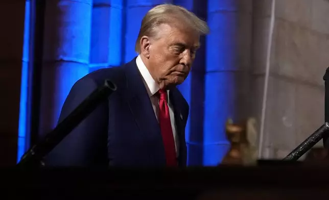 Republican presidential nominee former President Donald Trump arrives to speak at a campaign event at the Economic Club of New York, Thursday, Sept. 5, 2024, in New York. (AP Photo/Alex Brandon)