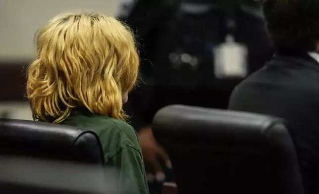 Colt Gray, charged as an adult with four counts of murder, sits in the Barrow County courthouse during his first appearance for the Wednesday shooting at Apalachee High School, Friday, Sept. 6, 2024, in Winder, Ga. (AP Photo/Brynn Anderson, Pool)