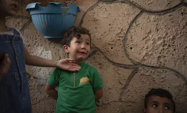 Youssef, 3, cries for his uncle Odei, who was killed by Israeli forces in Jenin, West Bank, Thursday, June 6, 2024. (AP Photo/Bram Janssen)