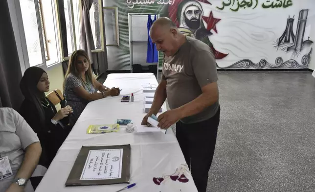 A voter prepares to cast his ballot inside a polling station during the presidential election, Saturday, Sept. 7, 2024, in Algiers, Algeria. (AP Photo/Fateh Guidoum)