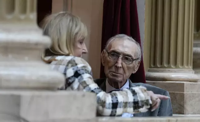 Argentine President Javier Milei's parents, Norberto Milei and Alicia Lujan Lucich, attend his presentation of the 2025 budget in Buenos Aires, Argentina, Sunday, Sept. 15, 2024. (AP Photo/Natacha Pisarenko)