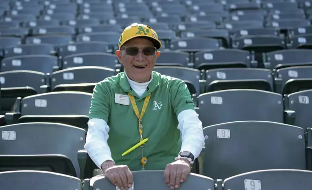 Sam Moriana is photographed at Oakland Coliseum, Tuesday, May 21, 2024, in Oakland, Calif. (AP Photo/Godofredo A. Vásquez)