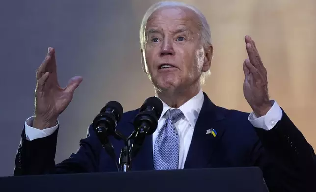 President Joe Biden speaks at the Metropolitan Museum of Art, Wednesday, Sept. 25, 2024, in New York. (AP Photo/Manuel Balce Ceneta)