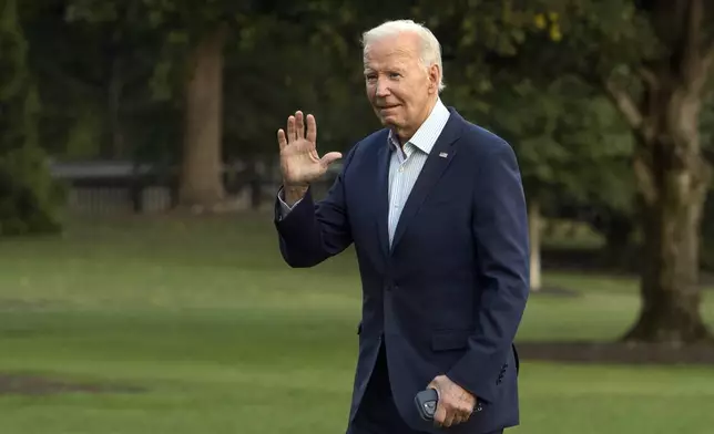 President Joe Biden arrives at the White House in Washington, Thursday, Sept. 5, 2024, after traveling for the day to Wisconsin. (AP Photo/Rod Lamkey, Jr.)