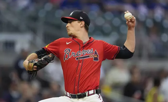 Atlanta Braves starting pitcher Max Fried works against the Toronto Blue Jays in the first inning of a baseball game Sept. 6, 2024, in Atlanta. (AP Photo/John Bazemore)