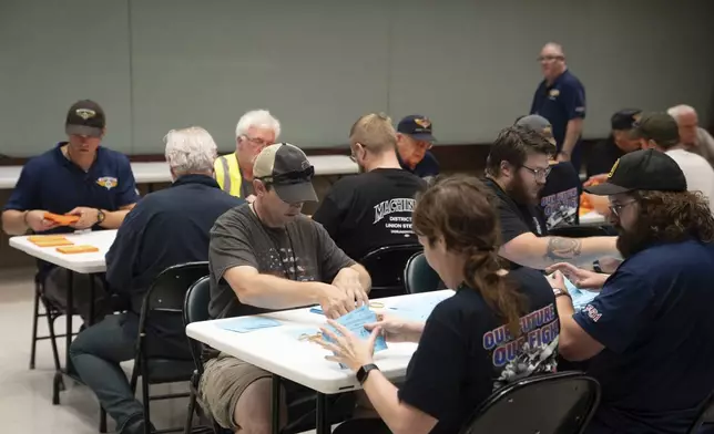 International Aerospace Machinists members count votes on a contract offer by airplane maker Boeing, on Thursday, Sept. 12, 2024, in Seattle. (AP Photo/Stephen Brashear)