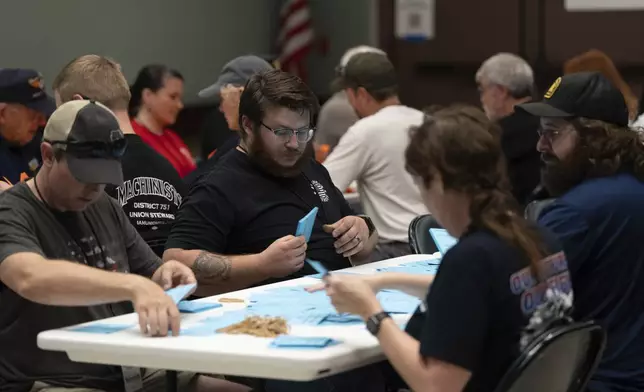 International Aerospace Machinists members count votes on a contract offer by airplane maker Boeing, on Thursday, Sept. 12, 2024, in Seattle. (AP Photo/Stephen Brashear)