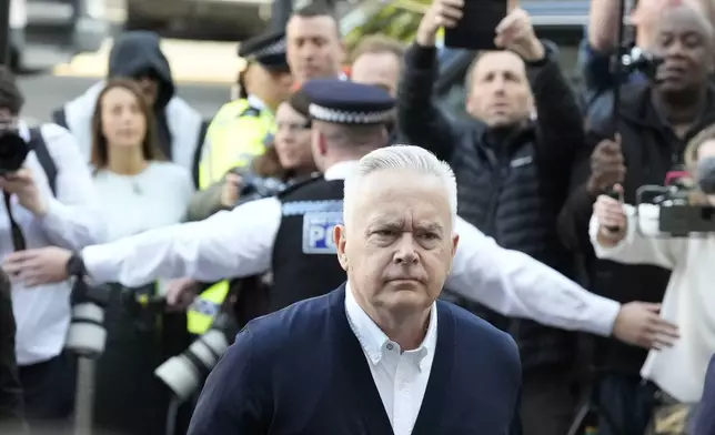 Huw Edwards an ex-BBC news presenter arrives at Westminster Magistrate's Court for sentencing after he pleaded guilty to three counts of making indecent images of children in London, Monday, Sept. 16, 2024. (AP Photo/Frank Augstein)