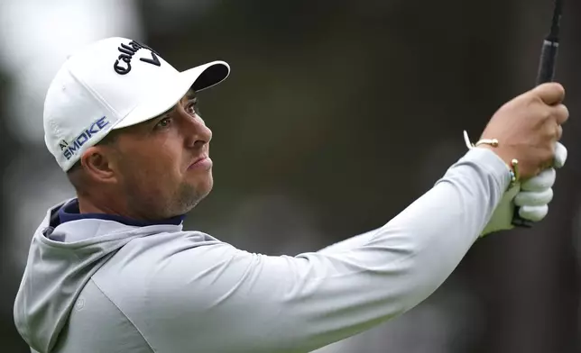 England's Marcus Armitage tees off the 8th during day two of the 2024 BMW PGA Championship at Wentworth Golf Club in Virginia Water, England, Friday, Sept. 20, 2024. (Zac Goodwin/PA via AP)