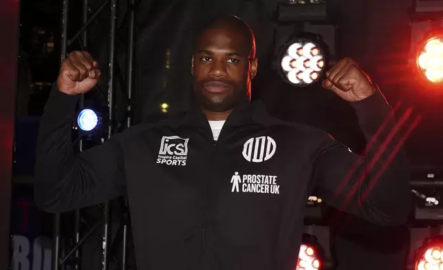 British boxer Daniel Dubois arrives at the Odeon Luxe Leicester Square, London, Tuesday Sept.17, 2024. (Bradley Collyer/PA via AP)