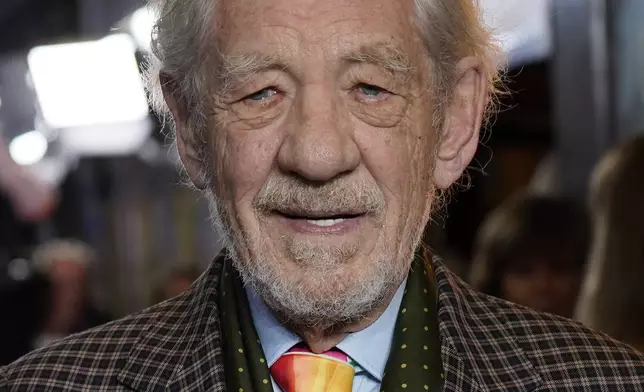 Ian McKellen, poses for photographers upon arrival at the European Premiere of the The Critic, in London, Monday, Sept. 2, 2024. (AP Photo/Alberto Pezzali)