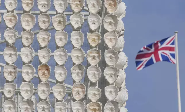 An artwork "Mil Veces un Instante (A Thousand Times in an Instant)" created by Mexican artist Teresa Margolles is placed for the Fourth Plinth, marking 25 years of the ground-breaking commissioning programme for public art at Trafalgar Square, in London, Wednesday, Sept. 18, 2024. (AP Photo/Kin Cheung)