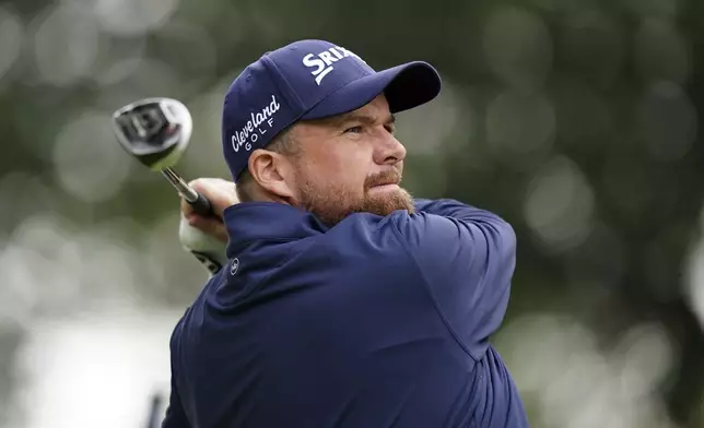 Shane Lowry attends the day one of the BMW PGA Championship at Wentworth Golf Club in Virginia Water, Surrey, England, Thursday, September 19, 2024. (Zac Goodwin/PA via AP)