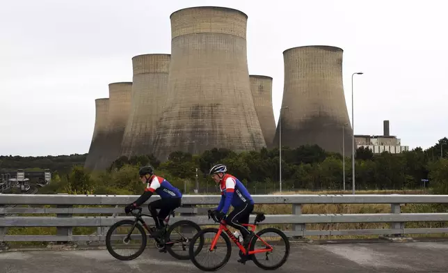 General view of Ratcliffe-on-Soar power station in Nottingham, England, Sunday, Sept. 29, 2024. The UK's last coal-fired power plant, Ratcliffe-on-Soar, will close, marking the end of coal-generated electricity in the nation that sparked the Industrial Revolution. (AP Photo/Rui Vieira)