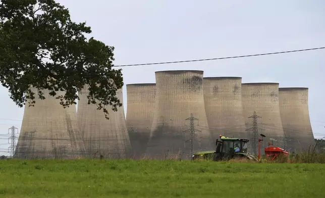 General view of Ratcliffe-on-Soar power station in Nottingham, England, Sunday, Sept. 29, 2024. The UK's last coal-fired power plant, Ratcliffe-on-Soar, will close, marking the end of coal-generated electricity in the nation that sparked the Industrial Revolution. (AP Photo/Rui Vieira)