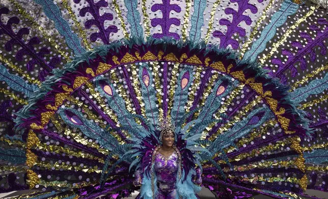 FILE - A dancer in costume participate in the West Indian Day Parade, Monday, Sept. 4, 2023, in the Brooklyn borough of New York. (AP Photo/Yuki Iwamura, File)