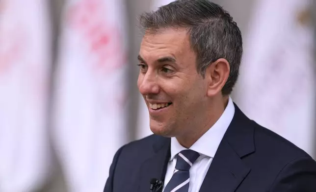 FILE - Australian Finance Minister Jim Chalmers sits for an interview during the G-20 third Finance Ministers and Central Bank Governors (FMCBGs) meeting in Gandhinagar, India, Tuesday, July 18, 2023. (AP Photo/Ajit Solanki, File)