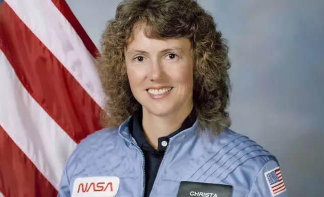 FILE - This Sept. 26, 1985 photo made available by NASA shows astronaut Christa McAuliffe. (NASA via AP)