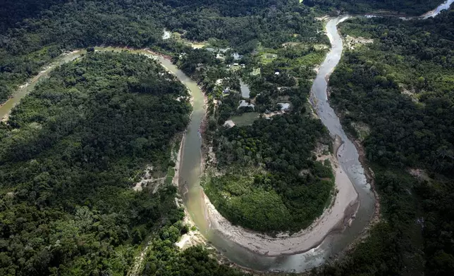 Ashaninka's territory sits along the winding Amonia River in Acre state, Brazil, Saturday, June 22, 2024. (AP Photo/Jorge Saenz)