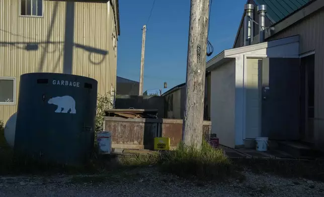 A dumpster sits outside of the Tundra Pub, Tuesday, Aug. 6, 2024, in Churchill, Manitoba. (AP Photo/Joshua A. Bickel)