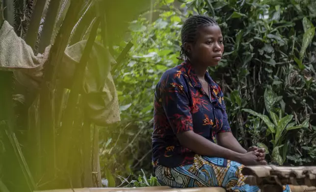 Divine Wisoba, whose daughter Maombi died of mpox, sits at home on Sept. 3, 2024, in Kamituga in eastern Congo's South Kivu province, which is the epicenter of the world's latest outbreak of the disease. (AP Photo/Moses Sawasawa)