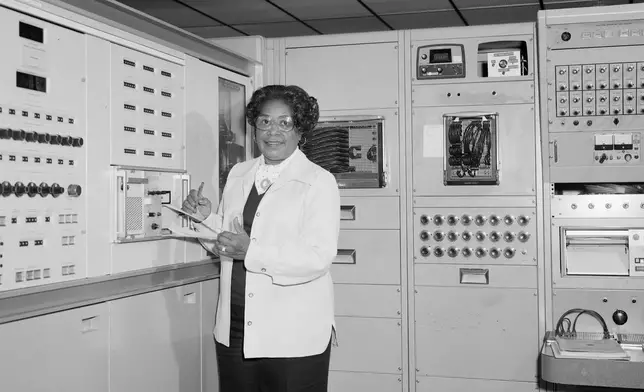 FILE - This photo provided by NASA shows engineer Mary W. Jackson at the Langley Research Center in Hampton, Va., in 1977. (Robert Nye/NASA via AP)